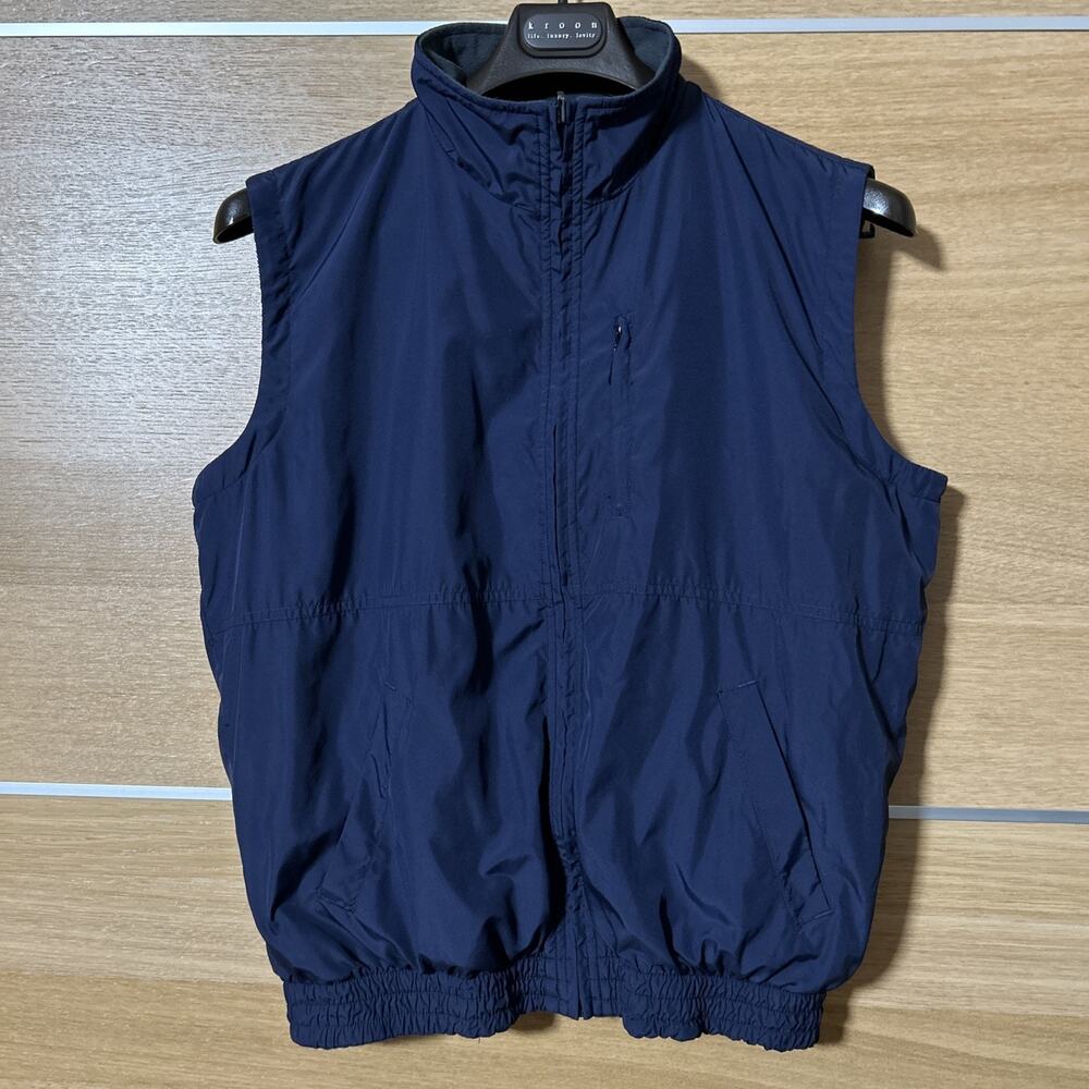 Pebble Beach Reversible Fleece Vest Men's sz M Full Zip Blue / Gray Zip Pocket